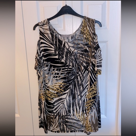 Tropical & Animal Print Off The Shoulder Tee - Picture 1 of 5